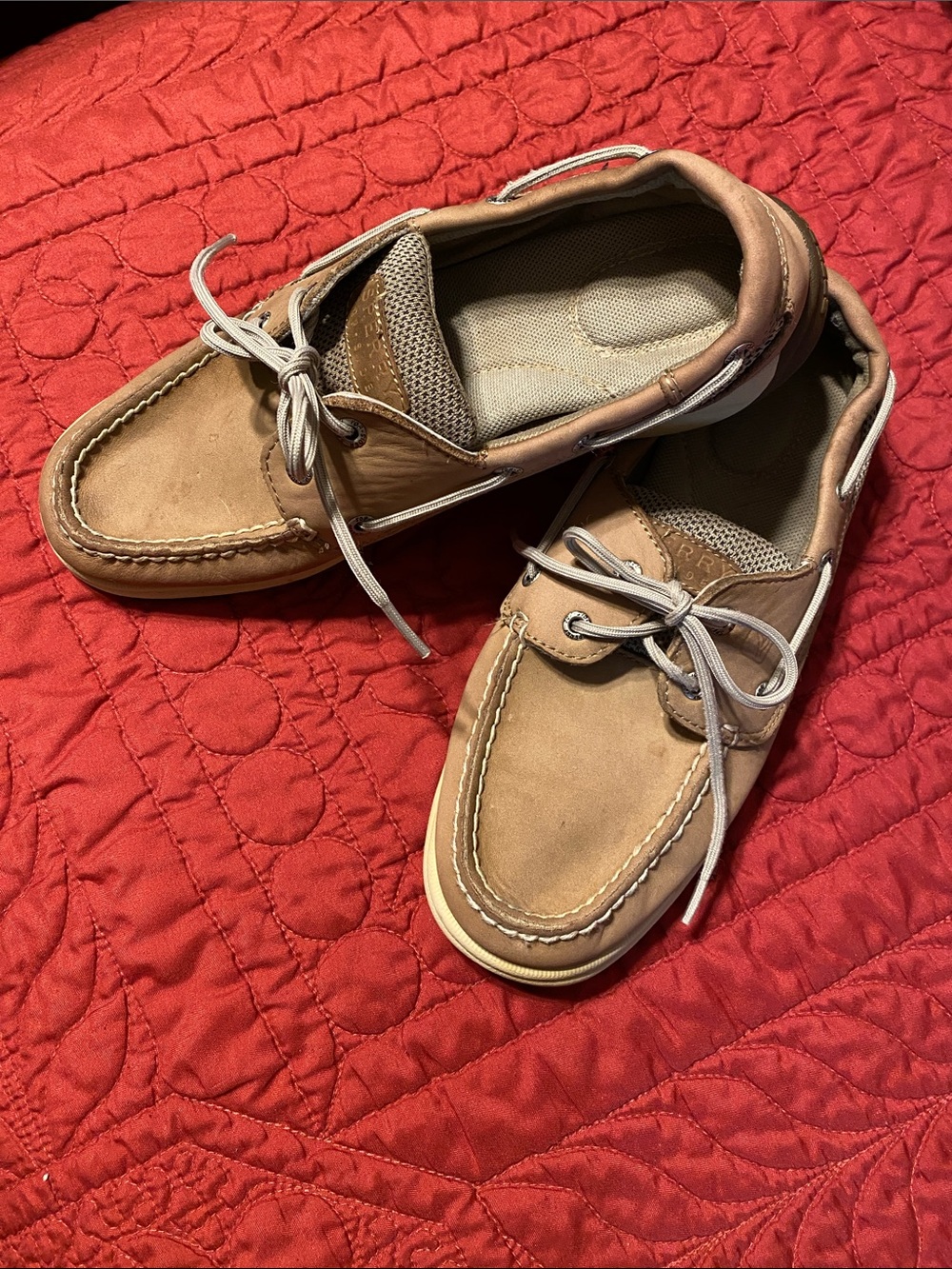 Sperry Tan/Natural Leather Moccasin Boat Shoes